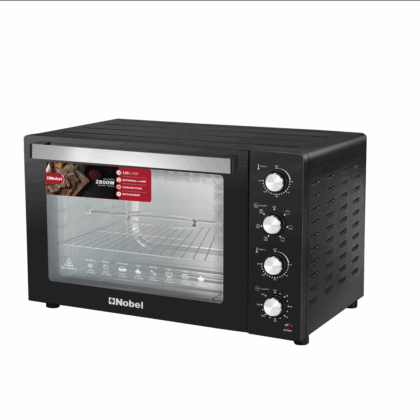 Nobel 7 in 1 | 120 Liters Electric Oven with 4 Control Knobs, and Double Glass, 70-250° AdjustableTemperature Control, 120 Min Timer With Bell Ring, 2 M Shape Heating Elements, 2800W NEO135PRO Black
