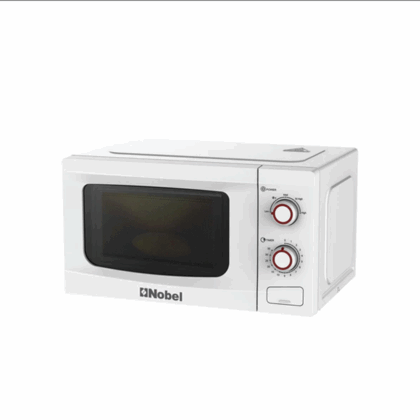 Nobel Microwave Oven Adjustable Temperature & Timer Function with 5 Power Level | Push Open Door Button and Cooking End Signal 19 L Net capacity 700 W NMO20M White with 2 Year Warranty
